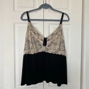 Adore Me Lace Black & White Coquette Size 4X Spaghetti Strap Top